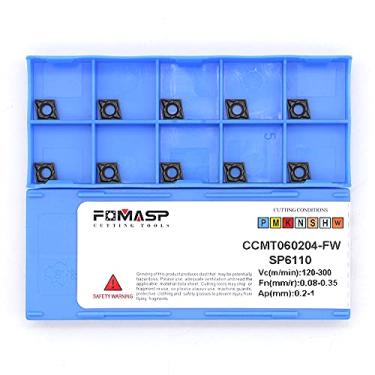 Imagem de FomaSP Inserções de carboneto para aço CCMT21.51 / CCMT060204-PF para ferramentas de metal de corte e torneamento de acabamento, 10 peças