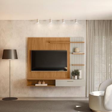 Imagem de Painel Home Montreal Ideal para TV até 60 Polegadas Nature/Off White- Linea Brasil