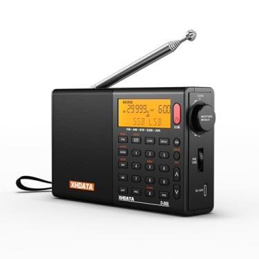 Imagem de XHDATA D808 rádio digital portátil AM FM SW LW rádio de ondas curtas SSB RDS alto-falante de rádio digital multibanda com visor LCD despertador antena externa (preto)