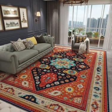 Imagem de Decoração de sala de estar Tapete europeu retrô Tapetes grandes para decoração de quartos Tapete de chão Vestiário Tapete de sala, veludo cristal 2.150 x 200 cm 59 x 78,7 pol.