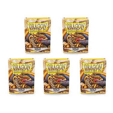 Imagem de 5 Packs Dragon Shield Matte Gold Standard Size 100 ct Card Sleeves Value Bundle!