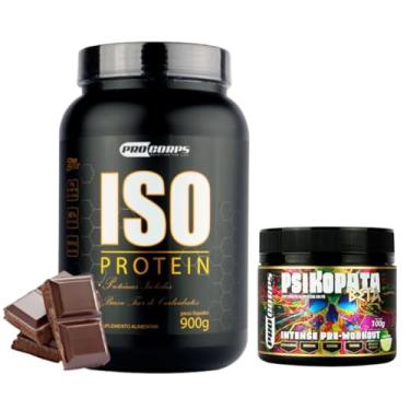 Imagem de Pro Corps, Whey Isolado 900g + Pré Treino Psikopata 100g (900g, Chocolate)