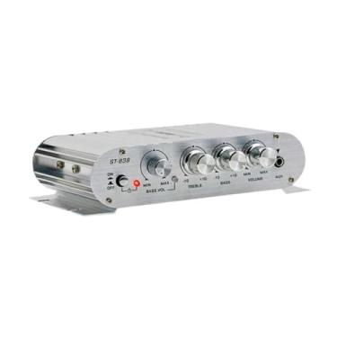 Imagem de BaotyJie Mini Amplificador 12V 80wx2 Fácil de Usar Amplificador de Potência de Alto Desempenho 2.1 Canal Mini Amplificador para Projetor de TV Automotivo, Prata