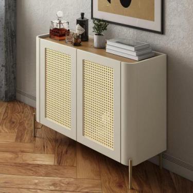 Imagem de Buffet Aparador 98,5cm Porta Sextavada 100% MDF Pés Metal - Casa Lar I