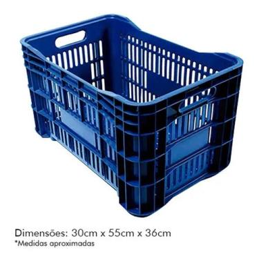 Imagem de Kit c/ 3 Caixas Multiuso vazadas - MR Plásticos, Azul