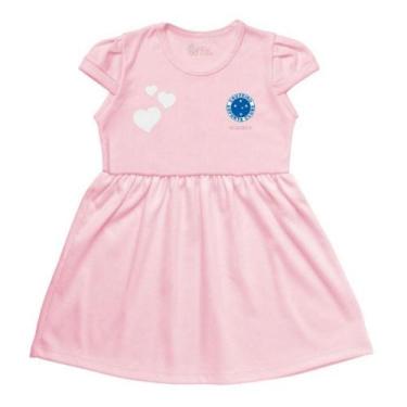 Imagem de Vestido Infantil Cruzeiro Canelado Rosa Torcida Baby, Tam 6