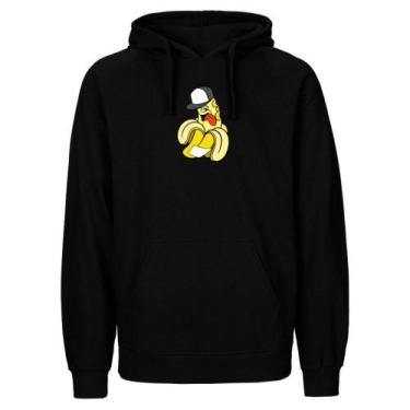 Imagem de Moletom Flanelado Unissex Estampado Blusa de Frio Canguru Preta - Rela