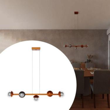 Imagem de Pendente Lustre Luminária de Teto Jabuticaba Com 5 Globos Vidro 10cm -
