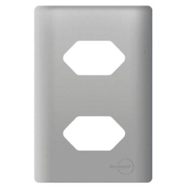 Imagem de Placa Novara Aco 4x2 2 Tomadas - DICOMPEL, AÇO