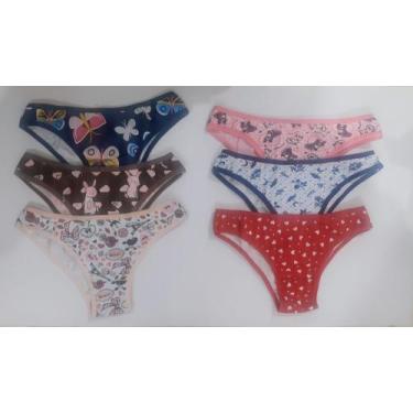 Imagem de Kit 6 Calcinhas Algodão Tanguinha Juvenil Estampada - Dani Lingerie , 