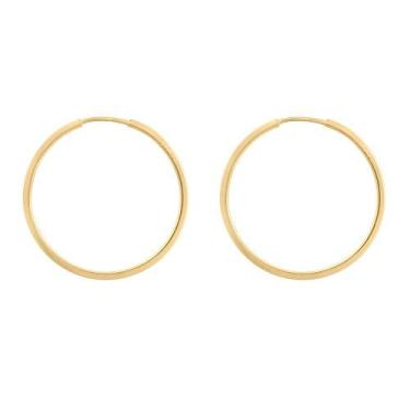 Imagem de Brinco Argola Redondo Grande Fino Ouro 18k - DR Joias