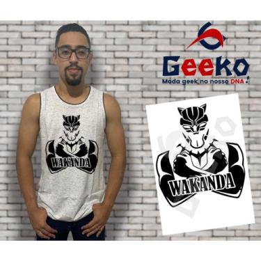 Imagem de Regata Wakanda Pantera Negra Black Panther Geeko, Branco, M