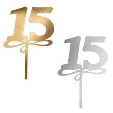 Imagem de Topo de Bolo Aniversário 15 ANOS Acrílico 22 cm Vivarte - Inspire sua 