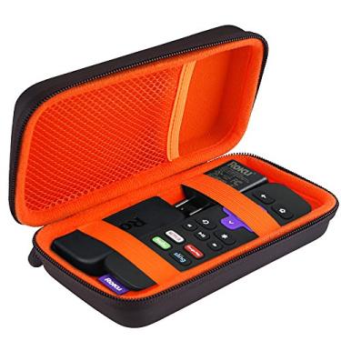 Imagem de BOVKE Capa rígida para controle remoto Roku Voice, Roku Streaming Stick+ / 4K, capa para controle remoto Roku TV Steaming Stick 3820R/3821R/3941R, bolso de malha extra para adaptadores, cabos, preto