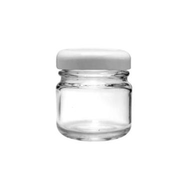 Imagem de 20 Pote De Vidro Redondo 40g C/ Tampa Metal Branca P/ Velas - Embaleve