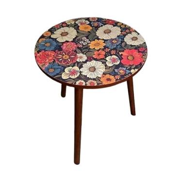 Imagem de Mesa lateral pequena para sofá, mesa de canto moderna na sala de estar, mesa de canto para decoração de casa que economiza espaço para sala de estar (flor de mandala)