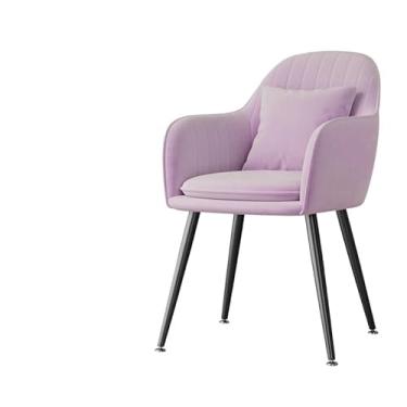 Imagem de XINCHANG Poltrona cadeiras de lazer para sala de estar, cadeira estofada de leitura com detalhes de maquiagem, cadeiras de escritório com pernas de metal (roxo [pernas pretas, com travesseiro])