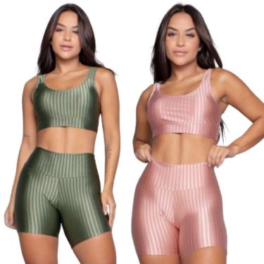 Imagem de KIT 2 Conjunto Top e Short New Zig 3D Bella Fiore Bojo Compressão Academia Treino Moda Fitness-Feminino