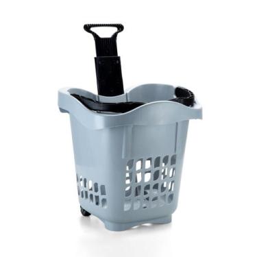 Imagem de KIT 3 Cestas de Mercado Compras Com Rodas Rodinhas Lofity 30Lts - JRMa