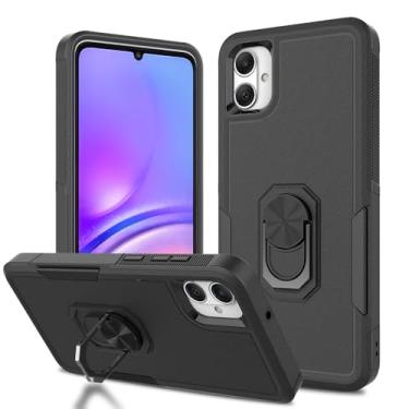 Imagem de Ryphez Capa para Samsung Galaxy A05, capa para Galaxy A05, capa de telefone magnética à prova de choque de camada dupla com suporte de anel giratório para Samsung Galaxy A05 (preto)