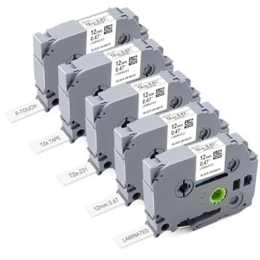 Imagem de BEYONDTEK Compatível Com Recargas de Etiquetador Brother TZe231 Ptouch TZ 12 mm 0,47 Branco Laminado Para Etiquetadora Brother P-Touch PTD210 PTH100 PTD400 PTD600