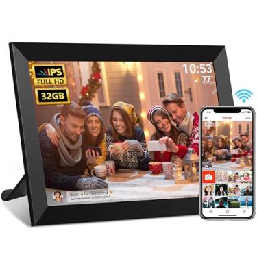 Imagem de Moldura digital FRAMEO, porta-retrato digital Wi-Fi de 10,1 polegadas com tela sensível ao toque IPS de 1280 x 800, armazenamento integrado de 32 GB, fácil de compartilhar fotos ou vídeos via