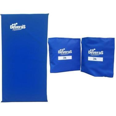 Imagem de kit par de caneleira peso tornozeleira 3 kg e colchonete de ginastica 