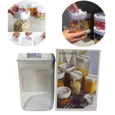 Imagem de Pote Hermético Quadrado Acrílico 800ml Alimentos Tampa Trava - Pote Pa