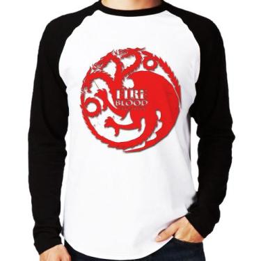 Imagem de Camiseta Raglan Fire and Blood Targaryen Manga Longa - Foca na Moda, B