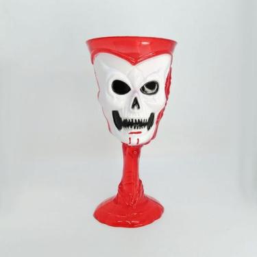 Imagem de Taça Halloween - Metade Branca com Vermelho - Caveira - 250ml - 1 unid
