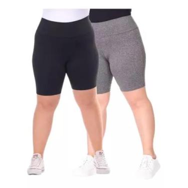 Imagem de Kit 2 shorts academia plus size feminino - Rp modas, Preto, Cinza, G