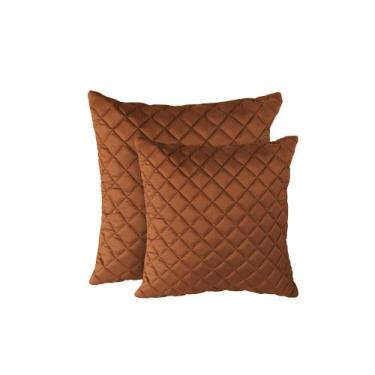 Imagem de Kit 2 Almofadas Tressê 50x50cm e 40x40cm Veludo Terracota - Nexta Casa