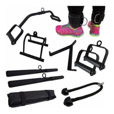 Imagem de Puxador Kit Crossover Musculação Academia Completo 11 Peças - FamaFit