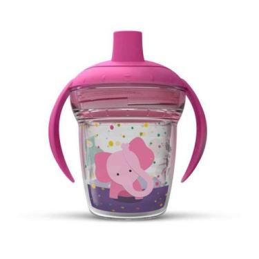 Imagem de Copo Infantil de Transição Elefante Rosa 170 ml Antivazamento - Oca Va