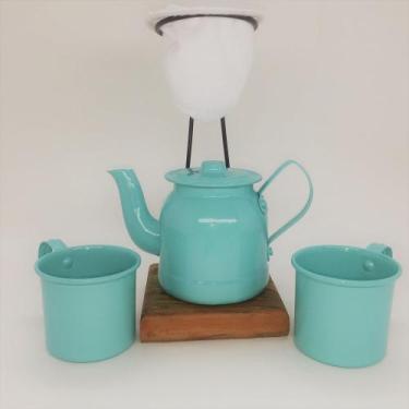 Imagem de Kit de Café Egoista - Individual - Azul - Demolição - feito a mão - Si