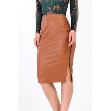 Imagem de Saia Midi PKS com Zíper Caramelo-G, G