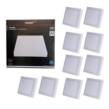 Imagem de Kit 10 Painel de Led Avant Sobrepor Alumínio Quadrado 22x22cm 18W Bivo