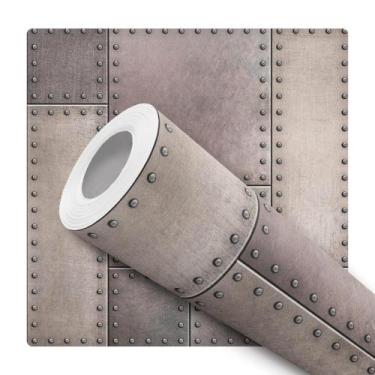 Imagem de Papel De Parede Adesivo Lavável Escritório Placa De Aço Cru Escovada C