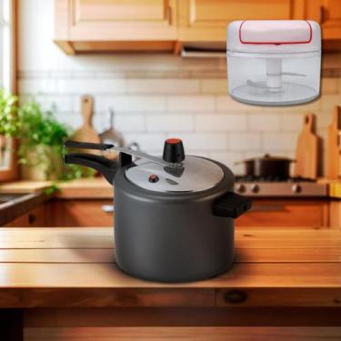 Imagem de Kit Panela De Pressão 3 Litros Cinza + Mini Multiprocessador Triturado