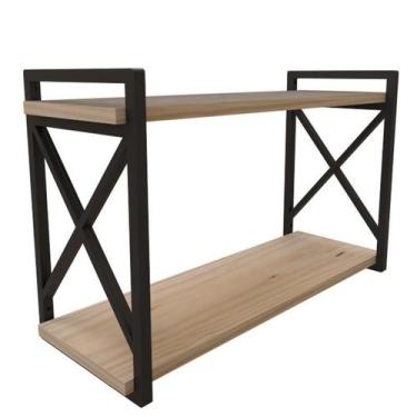 Imagem de Estante Suspensa Estilo Industrial 20X60Cm Madeira Maciça - Ômega Supo