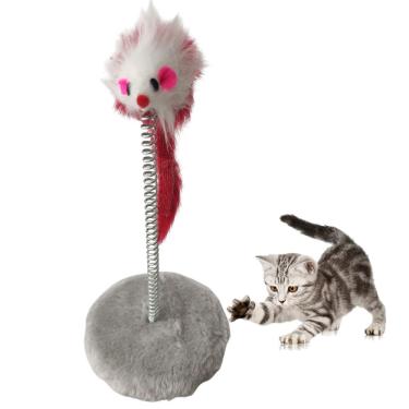 Imagem de Arranhador Pet Gato Mola Ratinho Guizo Felino Brinquedo Pelucia Macio Interativo Lazer Diversao Animal de Estimaçao Felino Entretenimento
