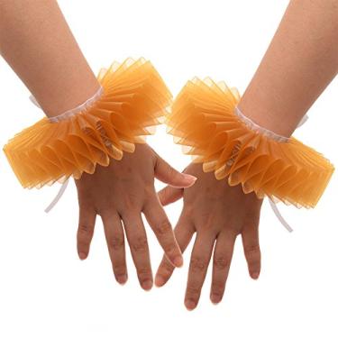 Imagem de GRACEART Pulseiras elisabetanas de braço de palhaço com babados no pulso (2 peças), #10 - Amarelo, M