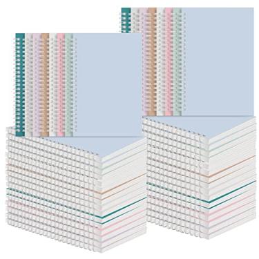 Imagem de Caderno espiral A5 em espiral pautado para faculdade, pacote com 48, cadernos em papel kraft, capa dura, pautados, cadernos de viagem, para escritório, material escolar, 50 folhas, 100 páginas, 21 x 14 cm, multicolorido