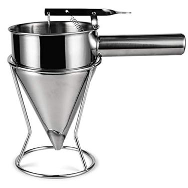 Imagem de Funil de Pistão de Aço Inoxidável 304, Funil de Dosagem de Creme de Molho Dispensador de Massa Com Suporte para Cozinha Takoyaki e Cozimento (lasca)