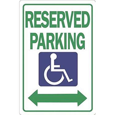 Imagem de HY-KO Products Placa de alumínio resistente para estacionamento reservado HW-32HD, 30 x 45 cm, azul/verde/branco