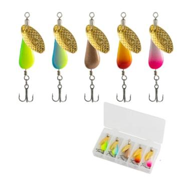 Imagem de HISOO FISHING LURES Trout Spinners, iscas de pesca de truta mosca para robalo lúcio de salmão, kit giratório de pesca iscas de baixo boca pequena com spinner de latão para pesca no lago rio (estilo B