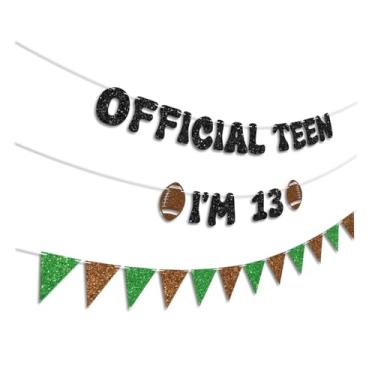 Imagem de Vofrise Faixa de futebol de aniversário de 13 anos para meninos adolescentes, decorações de aniversário de 13 anos com tema esportivo de futebol para meninos, faixa de feliz aniversário de 13 anos com