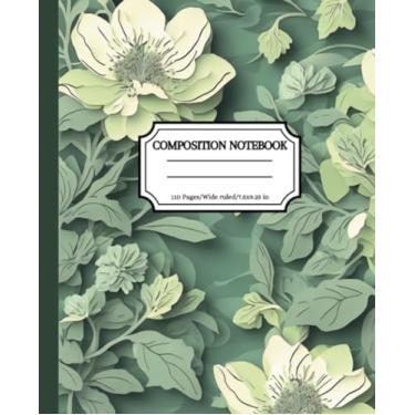 Imagem de Sage Green Floral Composition Notebook College Ruled: Aesthetic Sage Green Floral| Autumn Vibes Floral |College Ruled|110 Pages|7.5*9.25 in |Aesthetic ... for College Students ,Adults Kids, Journaling