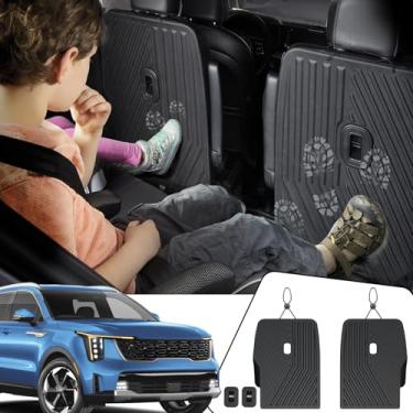 Imagem de JOULARISE Tapetes de encosto para cadeiras de capitão 2021-2024 2025 2026 Kia Sorento 6 assentos acessórios de tapete de carro, protetor de capa traseira de assento TPE para todos os climas (tapetes