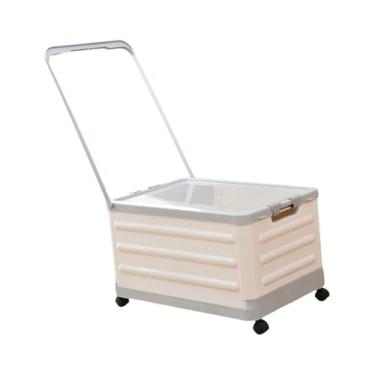 Imagem de Gralara Caixa de armazenamento com rodas e alça de puxar, caixa de armazenamento de porta-malas de carro, dobrável, multifuncional, leve, com rodinhas, para, Cinzento/Branco